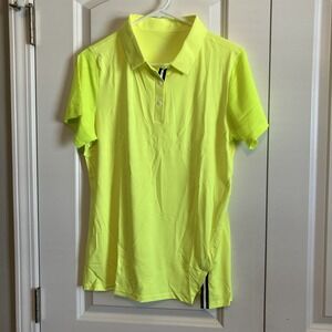 Bright Performance Polo Shirt Women Medium Yellow New Mesh Sleeve C1171